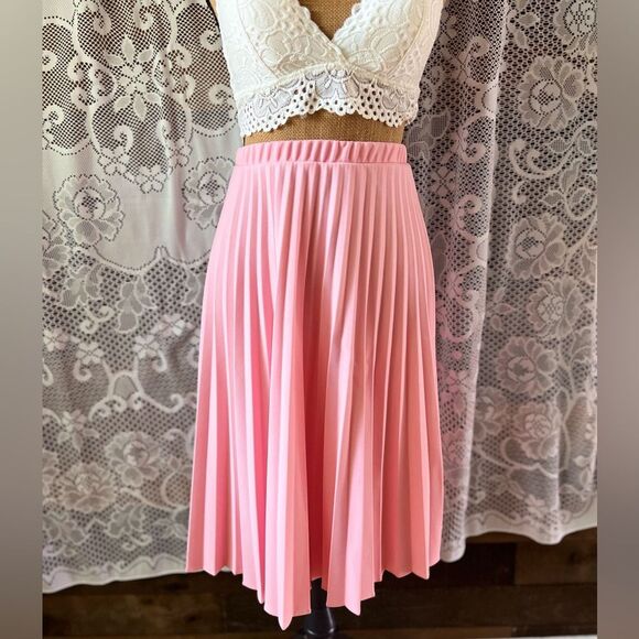 Vintage Dresses & Skirts - Vintage 60s Sarah K Baby Pink Pleated Midi Skirt Size Vintage 10